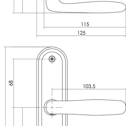 Intersteel Door handle Bjorn on shield keyhole 56 mm nickel matt