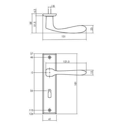 Intersteel Türgriff Banane mit Schild 181x41x7mm Schlüsselloch 56mm mattschwarz