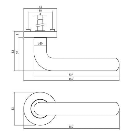 Intersteel Door handle Agatha on rosette ø53x8mm matt black