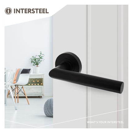 Intersteel Door handle Bastian on rosette ø52x10mm black