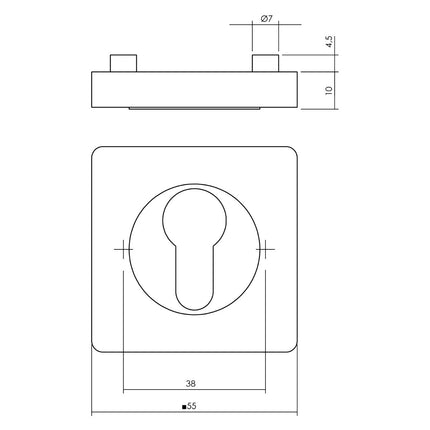 Rosace Intersteel profil trou cylindrique carré allongé noir mat