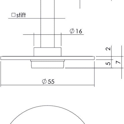 Serrure de WC/salle de bain Intersteel Rosette ronde plate autocollante 8 mm