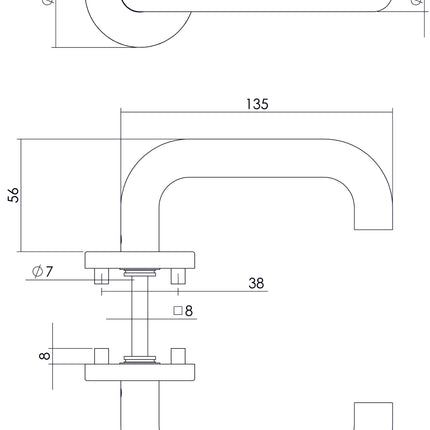 Intersteel Deurkruk Rond op rozet rvs geborsteld