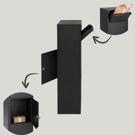 Bastion Buzón para Paquetes a Prueba de Caracoles – Apertura Trasera Negro Mate