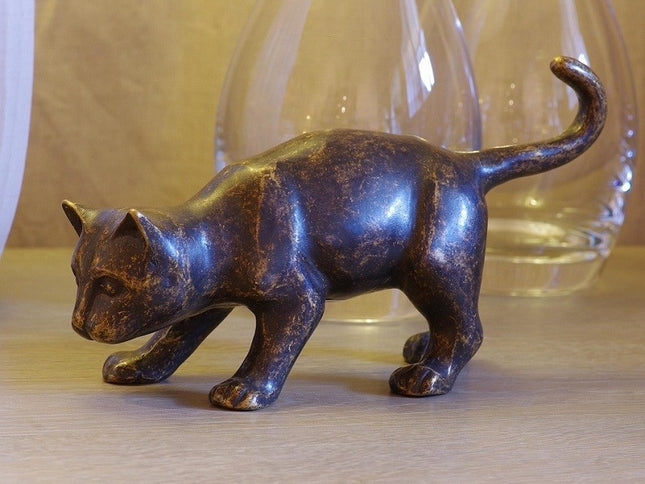 Bronzen beeld Bruine poes 13x8x23cm