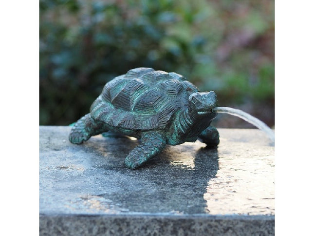 Bronzen beeld Schildpad fontein 7x10x17cm