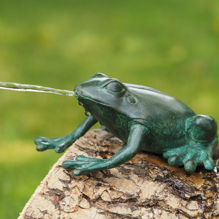 Bronzen beeld Groene kikker 6x13x14cm