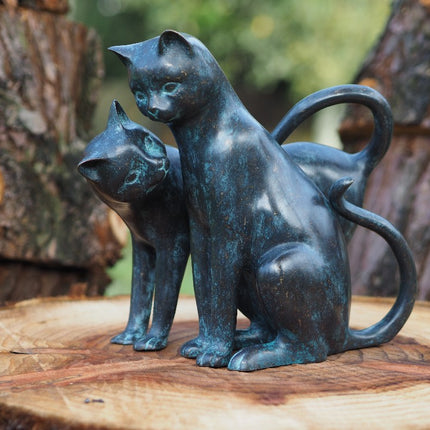 Bronzen beeld 2 Lieve poezen 30x20x33cm