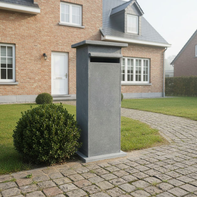 The White KB002 Belgian Bluestone Letterbox