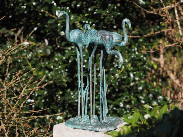 Bronzen beeld 4 flamingos 62x44x47cm
