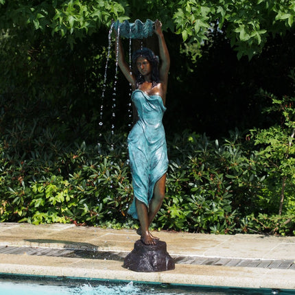 Bronzen beeld Staande Vrouw Fontein 150x35x35cm