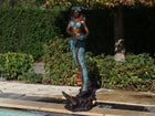 Bronzen beeld Mermaid with shell fountain 173x55x72cm 48kg