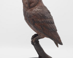 Bronzen beeld Uil op tak 43x13x16cm