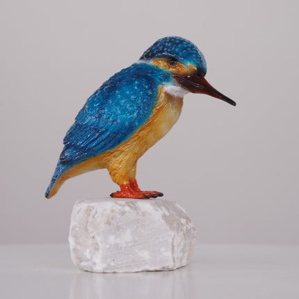 Bronzen beeld ijsvogeltje gekleurd 15x9x14cm