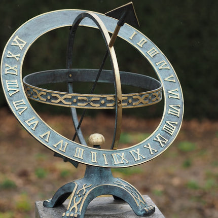 Bronzen Zonnewijzer 42 cm. Draaiende ring 42x40x50cm