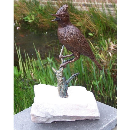 Bronzen beeld Vogel op tak 25x15x18cm