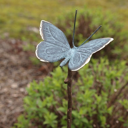 Bronzen beeld Kleine vlinder op stok 60x10x10cm