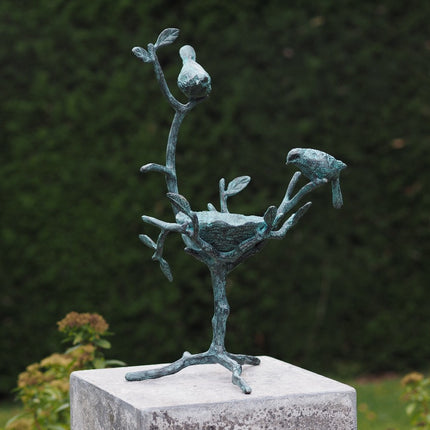 Bronzen beeld Voederschaaltje vogels 40x18x18cm