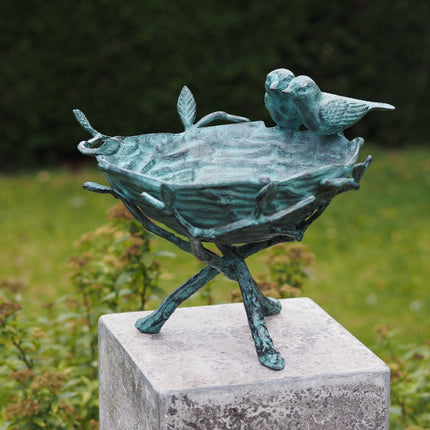 Bronzen beeld Vogelbad 29x31x37cm