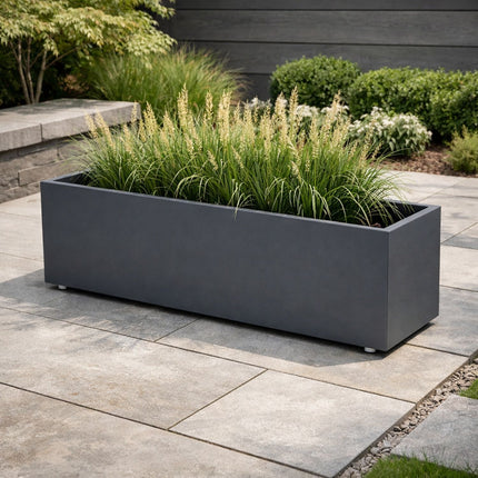 GARDRA Polyester plantenbak met wielen 150x40x40 cm - Zwartgrijs (RAL 7021)