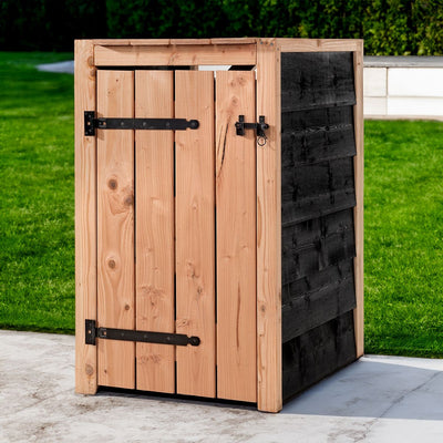 Cubrecontenedor de madera de Douglas negro 1x 240 liter 73x88x119cm