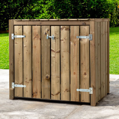 Emprenyeli ahşap çöp konteyneri kabini 2x 240 liter 133,5x87,5x119cm