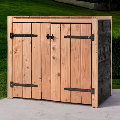 siyah Douglas ahşabı çöp konteyneri kabini 2x 240 liter 134x88x119cm