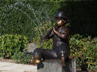 Bronzen beeld Jongen met blokfluit 70x64x68cm 25kg