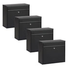 Practo Garden Brievenbussen Calgary mat zwart  | Set van 4 stuks