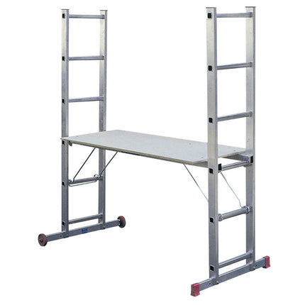 Practo Combi Stelling-Ladder 2X6 Treden + Wielen