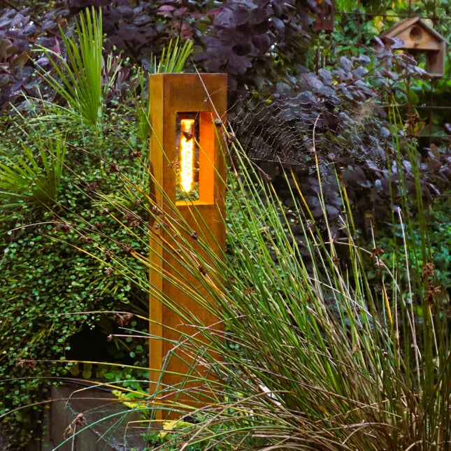 Staande buitenlamp cortenstaal 8x15x80cm (DxBxH)