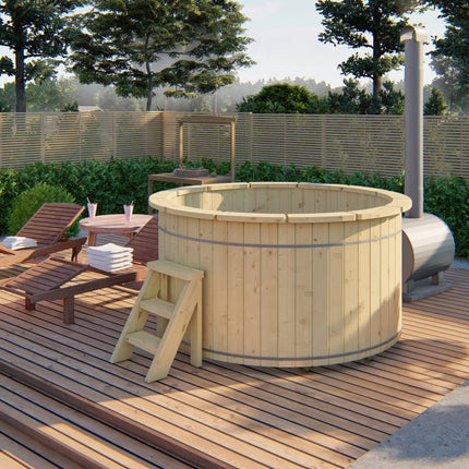 Tuindeco Hottub met externe RVS kachel ø200 cm onbehandeld vuren