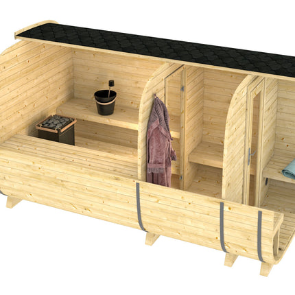Tuindeco Sauna cube Rovaniemi 390 cm | 38 mm | onbehandeld