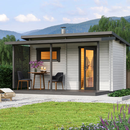 Tuindeco Terras en luifel Saunahuis Jakobstad 