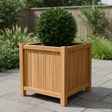 Vierkante Hardhouten plantenbak met poten 80x80x80 cm