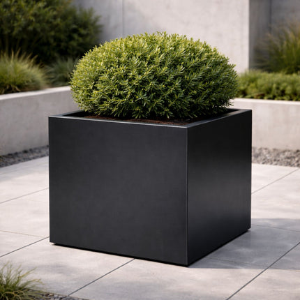 Vierkante aluminium plantenbak 60x60x60 cm - Gitzwart (RAL 9005)