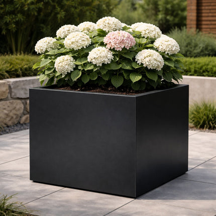 Vierkante aluminium plantenbak 80x80x80 cm - Gitzwart (RAL 9005)