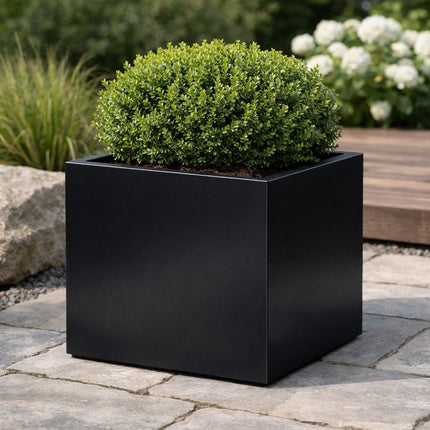 Vierkante aluminium plantenbak 50x50x50 cm - Gitzwart (RAL 9005)