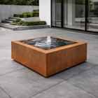 Vierkante cortenstalen watertafel met fontein 80x80x40cm 50kg