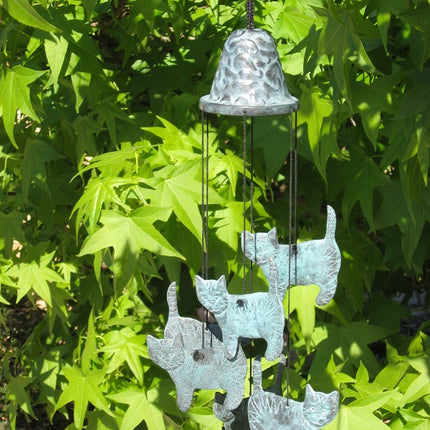 Bronzen Windgong met poezen 30x9x9cm