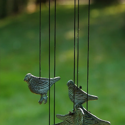 Bronzen Windgong met vogels 30x9x9cm