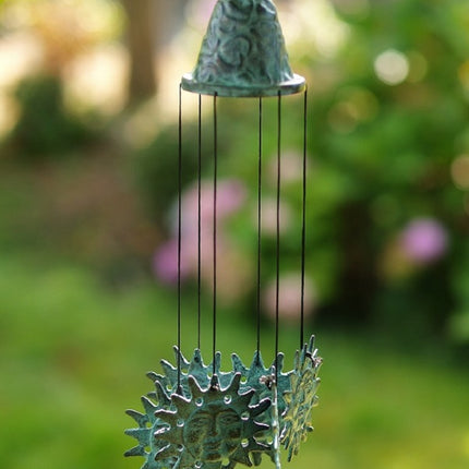 Bronzen beeld Windgong met zonnetjes 30x9x9cm