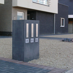 Betonnen Brievenbusunit Blocky Trio 105x60x40 cm (HxBxD) - antraciet - Doika - Brievenbusunit - Sierbeton - 10155 TRIO Antraciet