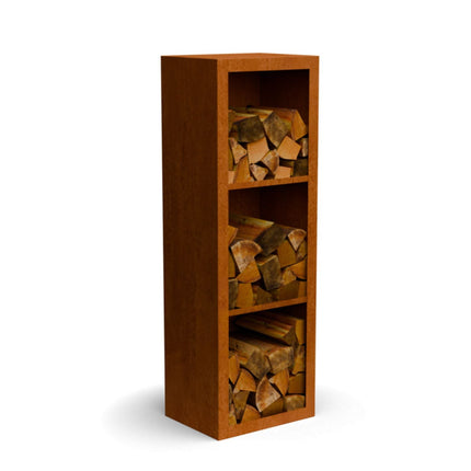 Cortenstalen houtopslag met 3 Vakken met achterwand 50x38,5x150 cm - Doika - Houtopslag - Geroba -  - EguraDC12AW
