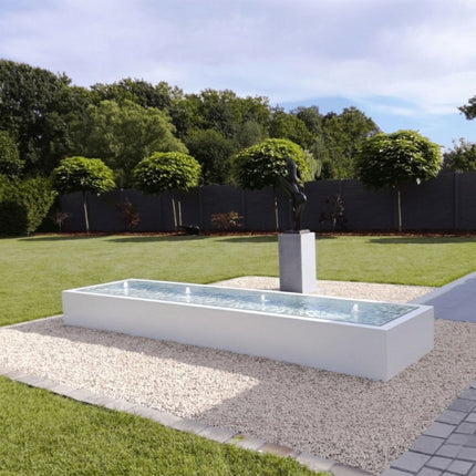 Langwerpige aluminium watertafel met fonteinen 400x100x40cm 103kg - Zuiver Wit (RAL 9010)