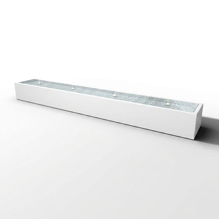 Langwerpige aluminium watertafel met fonteinen 400x60x40cm 75kg - Zuiver Wit (RAL 9010)