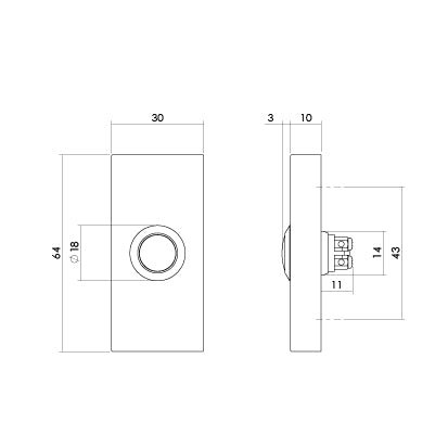 Intersteel Deurbel rechthoekig 65x30x10mm verdekt PVD messing getrommeld - Doika - Deurbellen - Intersteel - 8714186653692 - 11,399,038