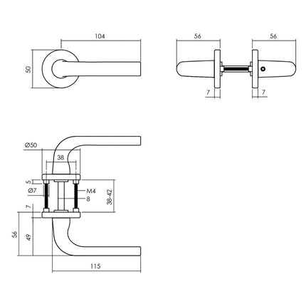 Intersteel Deurbeslag set loopslot zwart met deurkruk Eucla met rozet zwart - Doika - Deurbeslag sets - Intersteel - 8714186540954 - 23,210,015