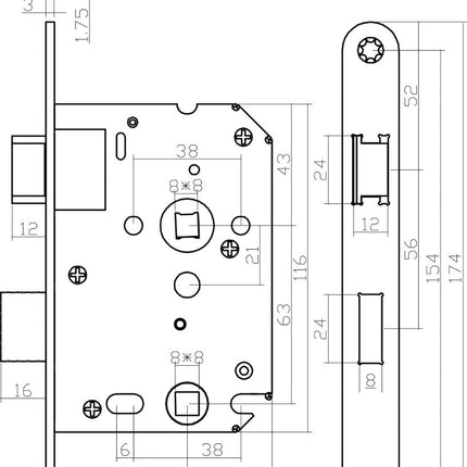 Intersteel Deurbeslag set toiletslot 63/8 zwart met deurkruk Baustil en WC - sluiting zwart - Doika - Deurbeslag sets - Intersteel - 8714186634646 - 23,174,199