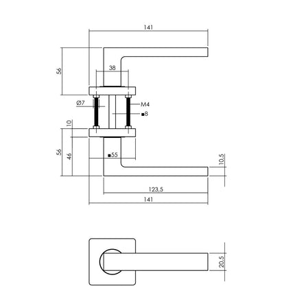 Intersteel Deurbeslag set toiletslot 63/8 zwart met deurkruk Hera en WC - sluiting zwart - Doika - Deurbeslag sets - Intersteel - 8714186634622 - 23,171,399